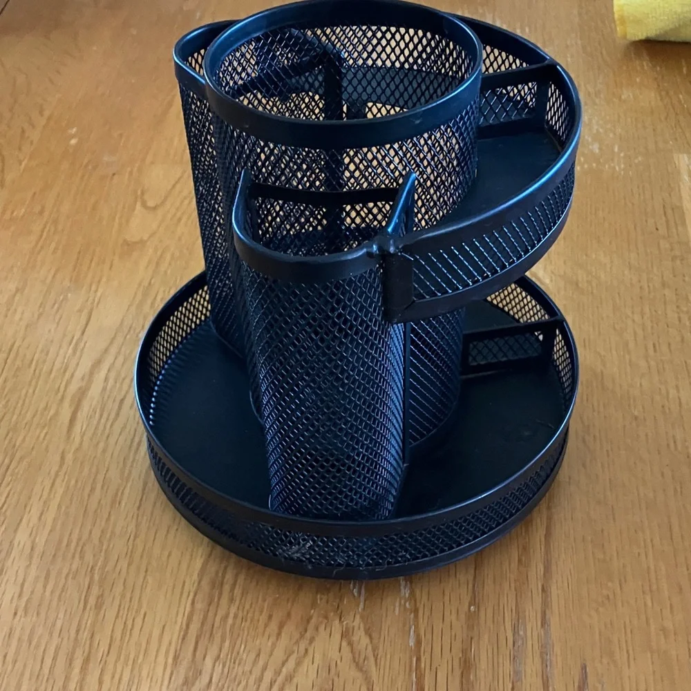 Black Mesh Rotating Desk Organizer